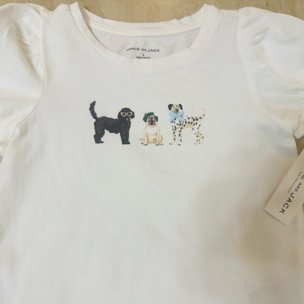 Janie and Jack Dog Friends Puff Sleeve Tee - Picture 5 of 9